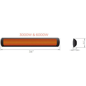 Bromic Heating Tungsten Smart-Heat 56-Inch 6000W Dual Element 277V Electric Infrared Patio Heater - White