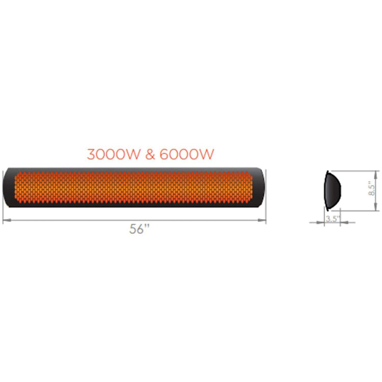 Bromic Heating Tungsten Smart-Heat 56-Inch 6000W Dual Element 277V Electric Infrared Patio Heater - White