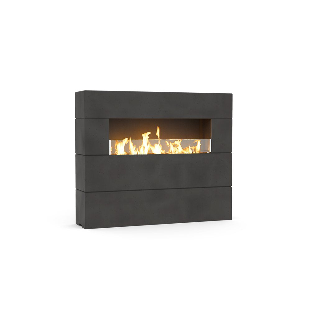 American Fyre Designs Milan Tall Linear Fireplace Natural Gas Black Lava