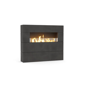 American Fyre Designs Milan Tall Linear Fireplace Natural Gas Black Lava