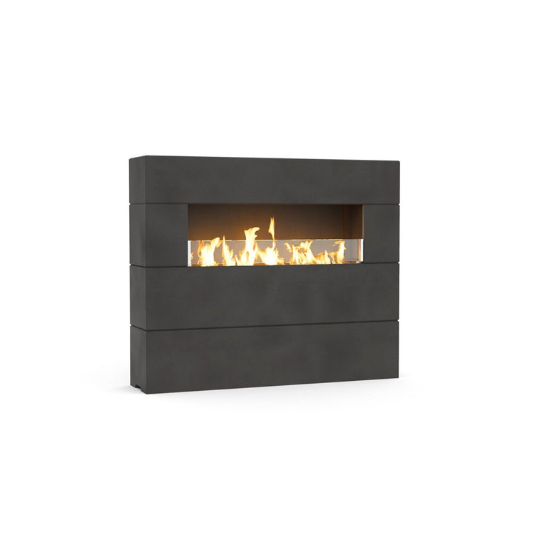 American Fyre Designs Milan Tall Linear Fireplace Natural Gas Black Lava