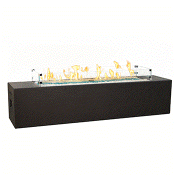 American Fyre Designs Natural Gas Low Milan Linear Firetable in Black Lava