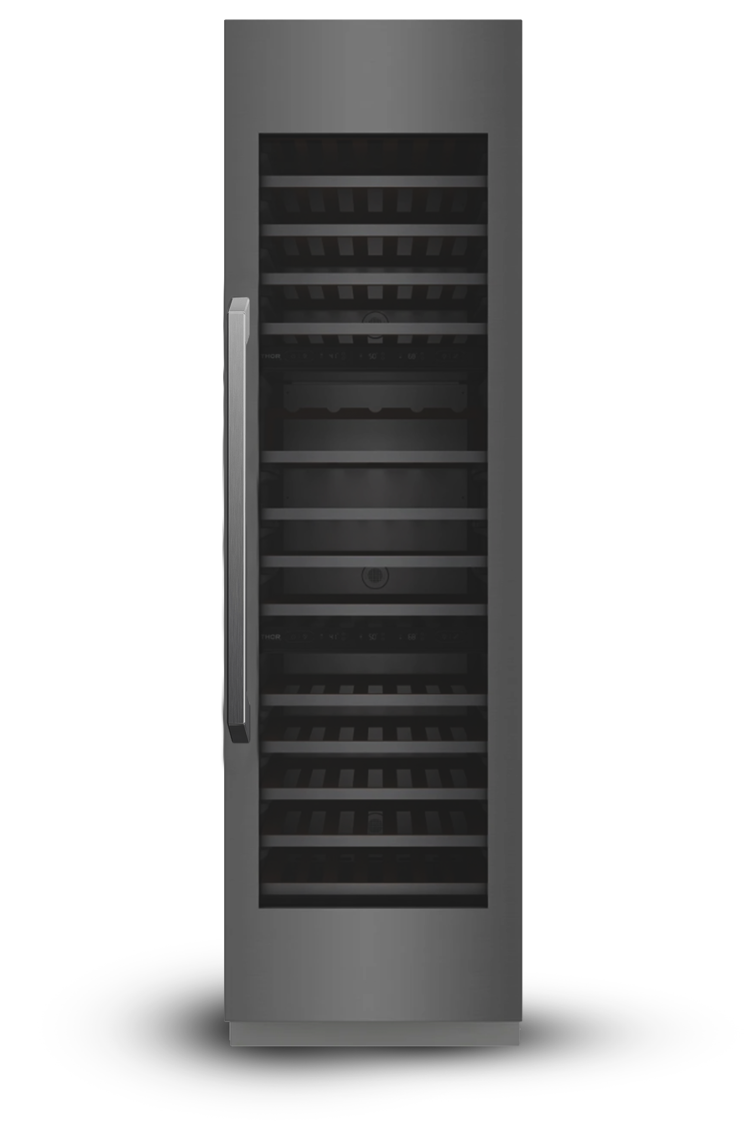 Induction Hardware 24" Three Zone Built-In Wine Column, 100 Bottles, Black Stainless Steel