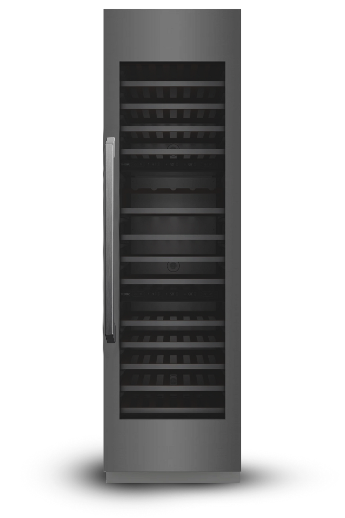 Induction Hardware 24" Three Zone Built-In Wine Column, 100 Bottles, Black Stainless Steel