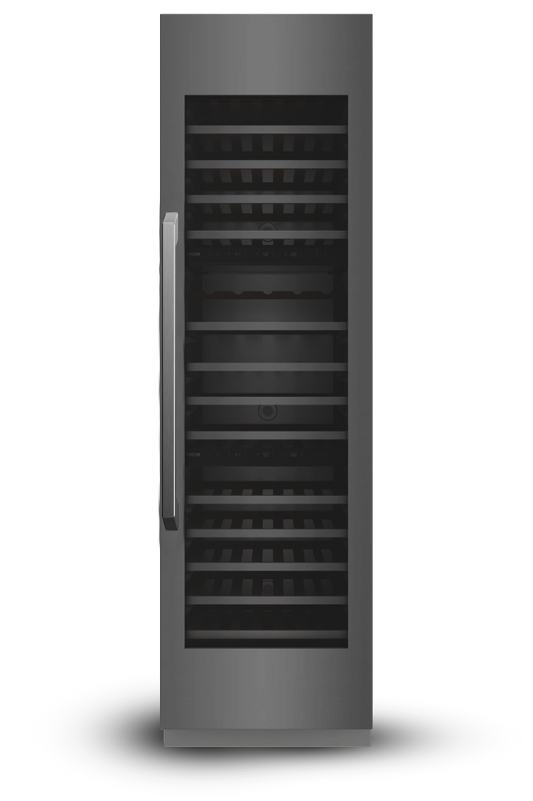 Induction Hardware 24" Three Zone Built-In Wine Column, 100 Bottles, Black Stainless Steel