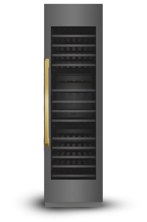 Induction Hardware 24" Three Zone Built-In Wine Column, 100 Bottles, ORION Edition Black Stainless with Gold