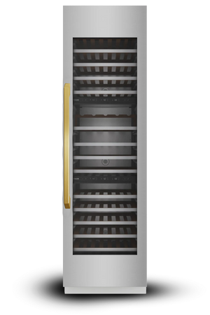 Induction Hardware 24" Three Zone Built-In Wine Column, 100 Bottles, VEGA Edition Stainless Steel with Gold