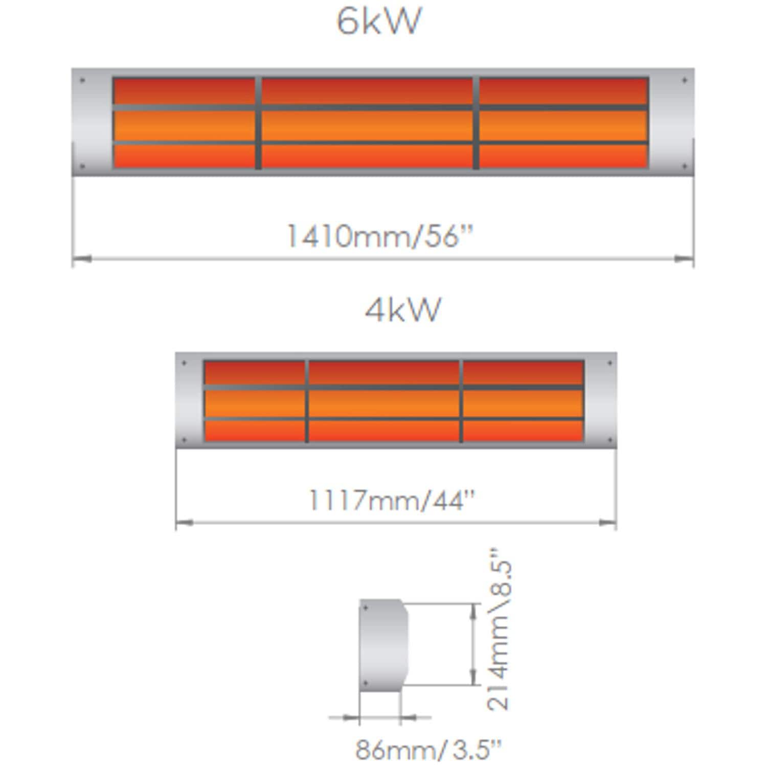 Bromic Heating Cobalt Smart-Heat 56-in 6000W Dual Element 208V Electric Infrared Patio Heater - Stainless Steel