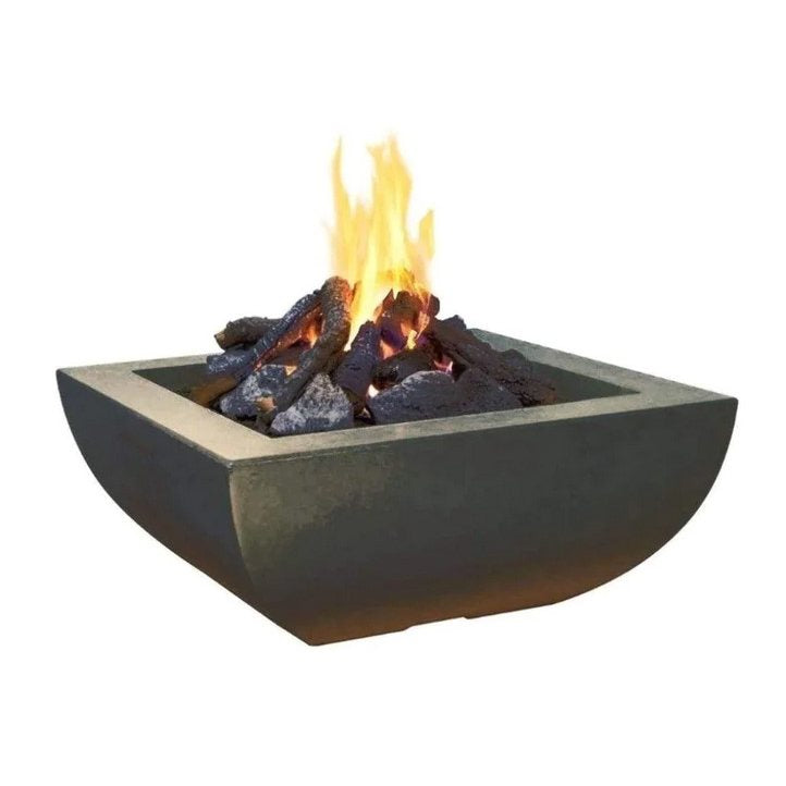 American Fyre Designs Natural Gas 36 Bordeaux Square Fire Bowl in Black Lava