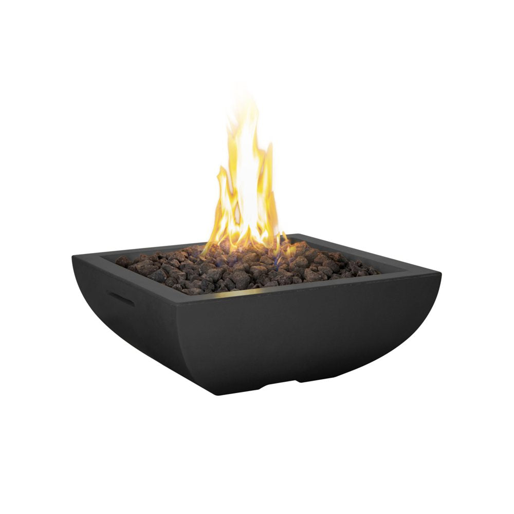American Fyre Designs Natural Gas 30 Bordeaux Petite Square Fire Bowl in Black Lava