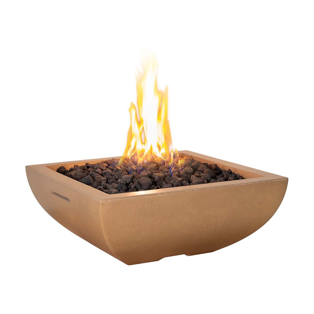 American Fyre Designs Propane 30 Bordeaux Petite Square Fire Bowl in Cafe Blanco