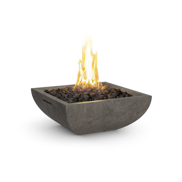 American Fyre Designs Natural Gas 30 Bordeaux Petite Square Fire Bowl in Dark Basalt
