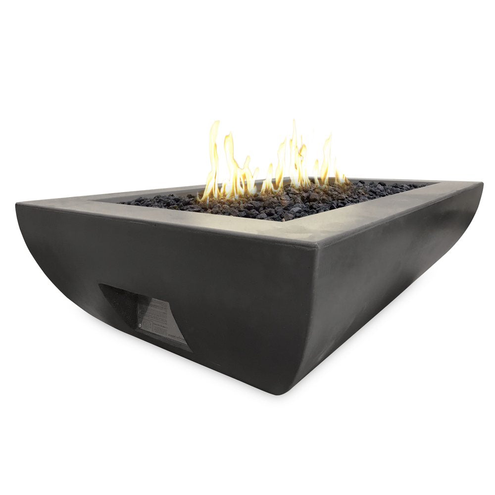 American Fyre Designs Natural Gas Bordeaux Rectangle Fire Bowl in Black Lava