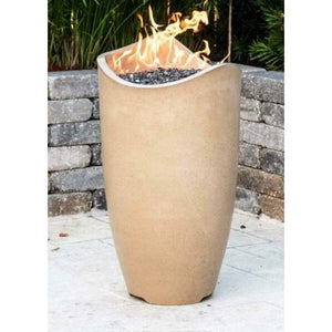 American Fyre Designs Wave Propane Fire Urn with Access Door Café Blanco