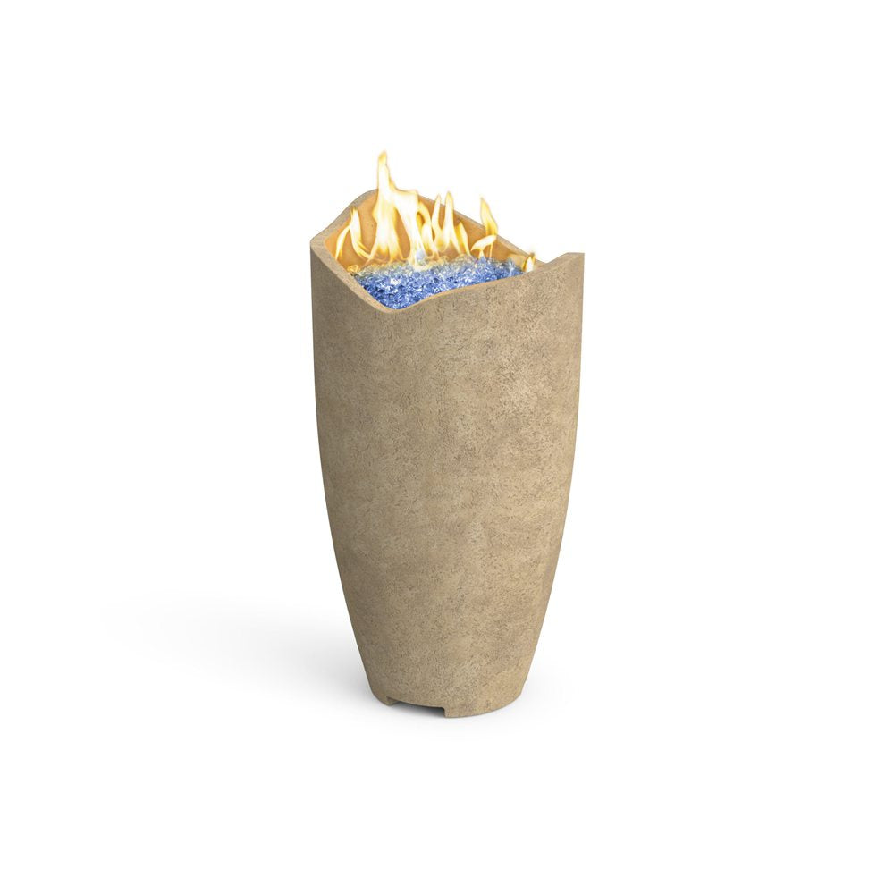 American Fyre Designs Wave Propane Fire Urn with Access Door Travertine