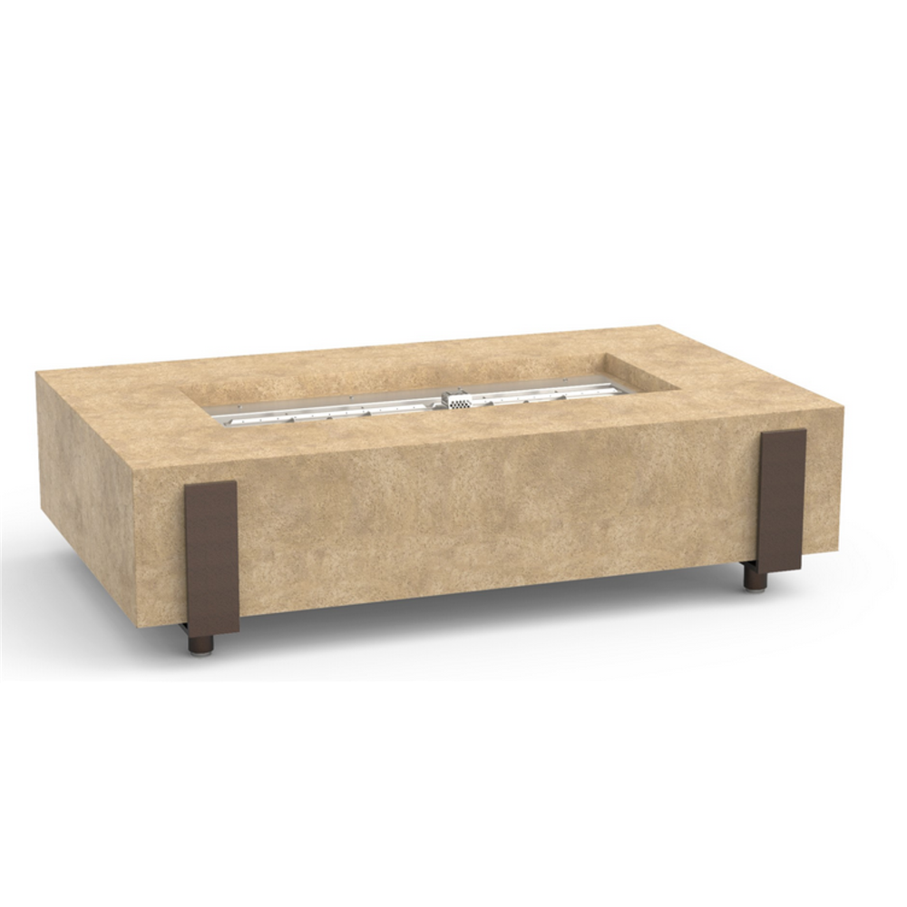 American Fyre Designs Natural Gas Iron Saddle Firetable in Cafe Blanco