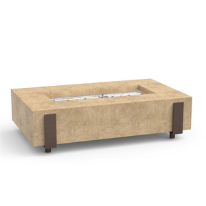 American Fyre Designs Propane Iron Saddle Firetable in Travertine