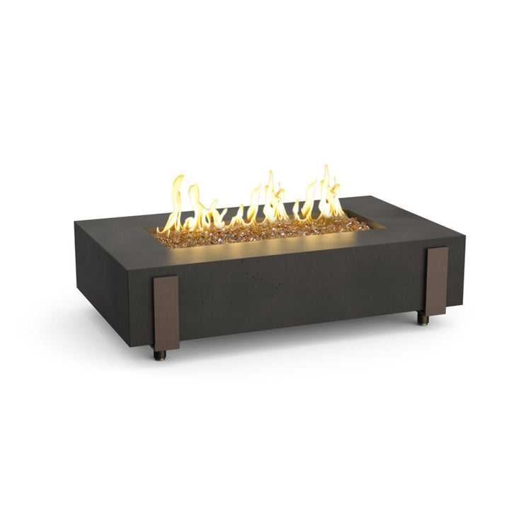American Fyre Designs Propane Long Iron Saddle Firetable in Black Lava