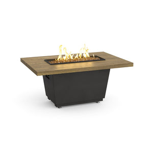 American Fyre Designs Natural Gas Cosmopolitan Rectangle Reclaimed Wood Firetable in French Barrel Oak