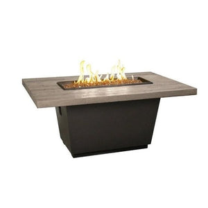 American Fyre Designs Propane Cosmopolitan Rectangle Reclaimed Wood Firetable in Silver Pine