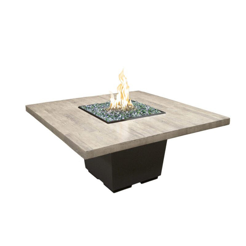 American Fyre Designs Natural Gas Cosmopolitan Square Dining Firetable in Silver Pine
