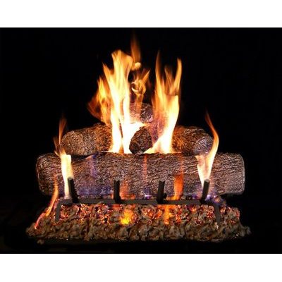 Real Fyre 18" Natural Gas Fyreside Complete Log and Burner Set Live Oak 68-YEP