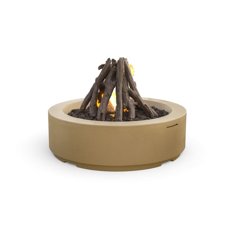 American Fyre Designs Propane 48" Louvre Round Fire Pit in Travertine