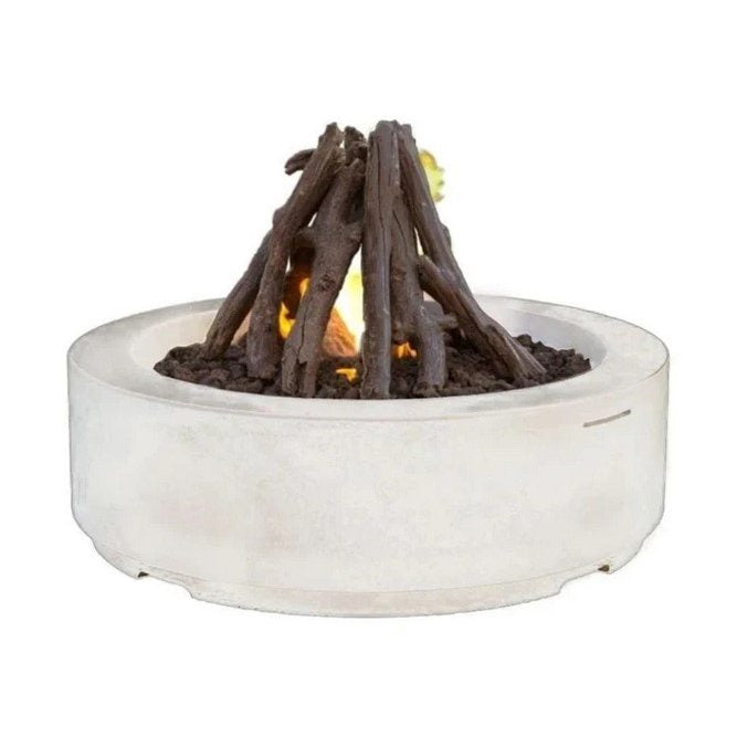 American Fyre Designs Natural Gas 48" Louvre Round Fire Pit in White Aspen