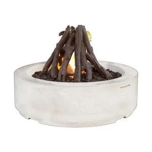 American Fyre Designs Natural Gas 48" Louvre Round Fire Pit in White Aspen
