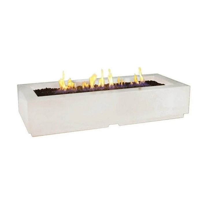American Fyre Designs Natural Gas Louvre Long Rectangle Fire Pit in White Aspen
