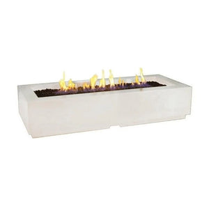 American Fyre Designs Propane Louvre Long Rectangle Fire Pit in White Aspen
