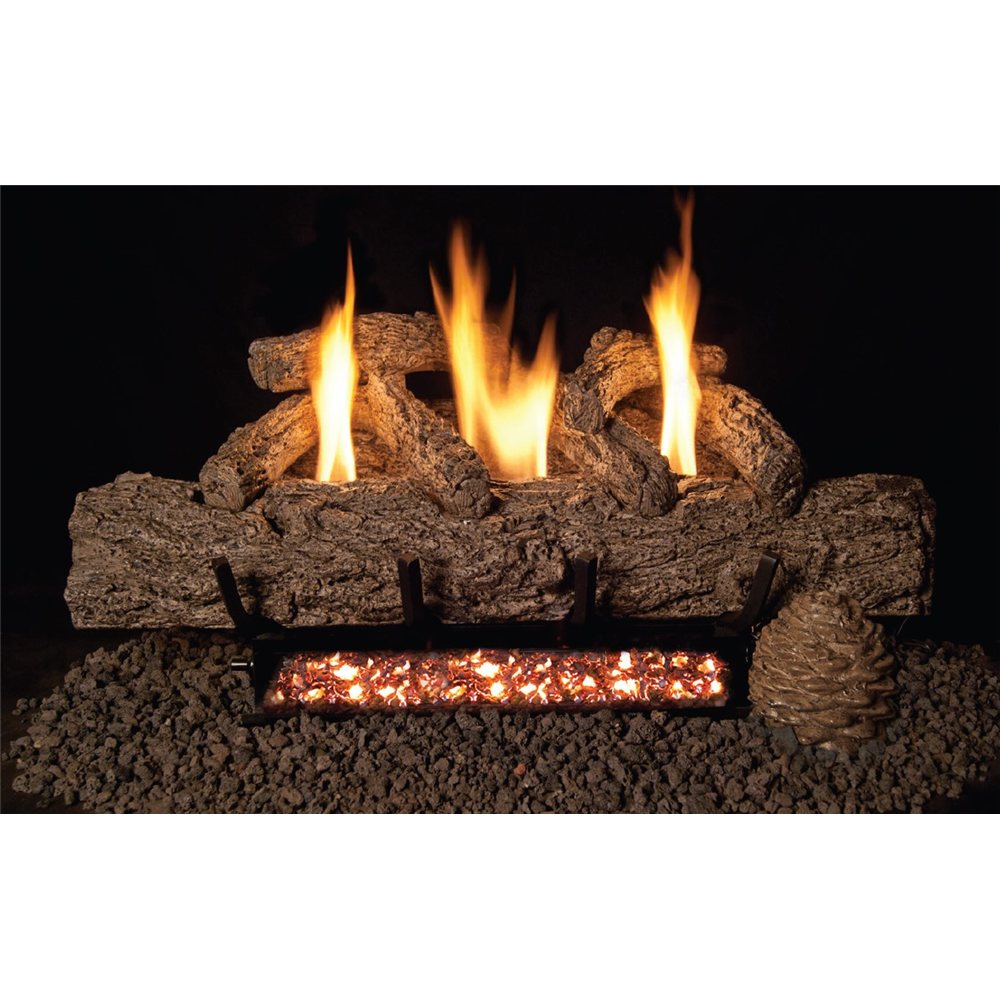 Real Fyre 21" Natural Gas Live Oak Vent Free Complete 12 Series On/Off Remote Ready Logs and Burner System