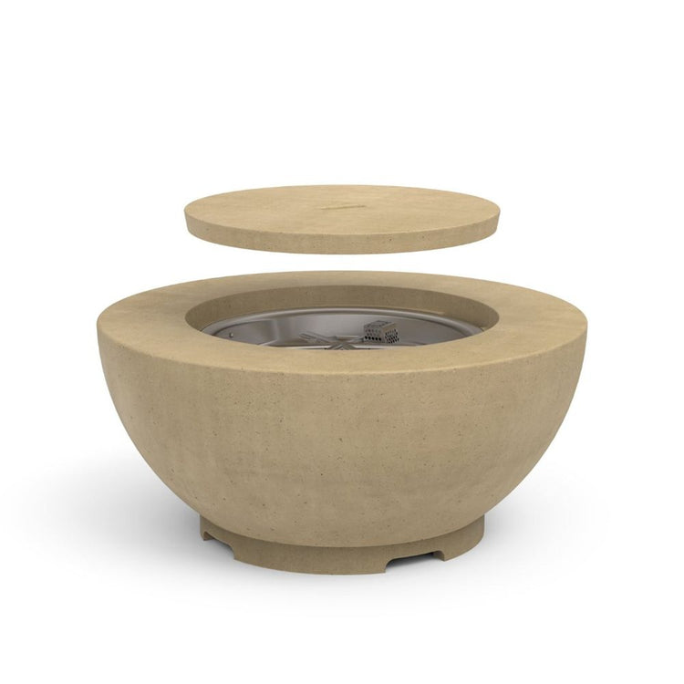American Fyre Designs Propane 36" Chat Fire Bowl in Travertine