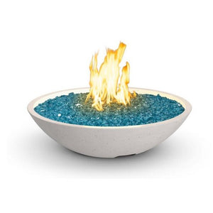 American Fyre Designs Natural Gas 32" Marseille Fire Bowl in White Aspen