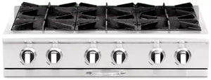 Capital Culinarian Series 36 inch pro-style gas rangetop with 6 open burners, model CGRT366L