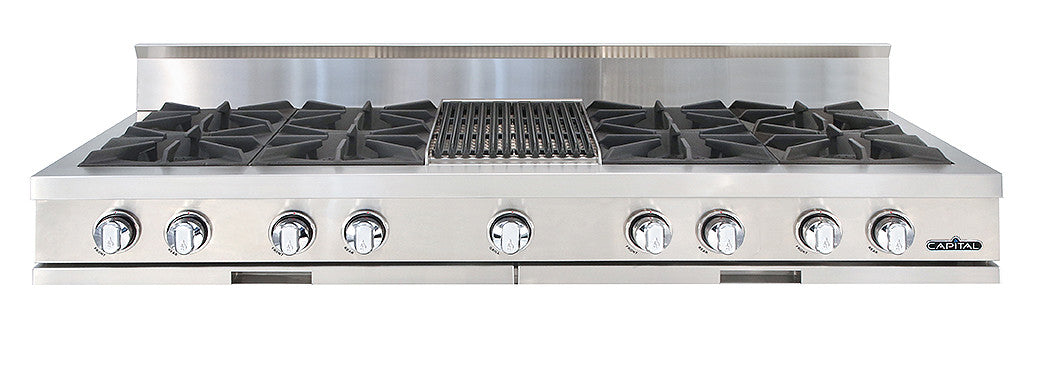 CGRT604B4L Capital 60" Rangetop with 8 Open Burners and 12" Grill - Liquid Propane - Stainless Steel