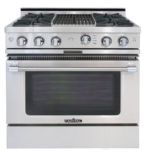 CGSR362B2N Capital Grand Chef 36" Gas Range with 4 Open Burners and 12" Grill - Natural Gas - Stainless Steel