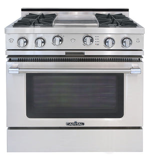 CGSR362G2L Capital Grand Chef 36" Gas Range with 4 Open Burners and 12" Griddle - Liquid Propane - Stainless Steel