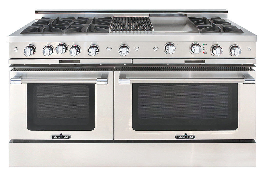 CGSR604BG2N Capital Grand Chef 60" Gas Range with 6 Open Burners and 12" Griddle and 12" Grill - Natural Gas - Stainless Steel