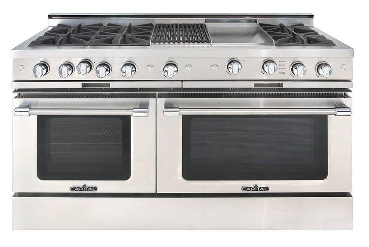CGSR604BG2N Capital Grand Chef 60" Gas Range with 6 Open Burners and 12" Griddle and 12" Grill - Natural Gas - Stainless Steel