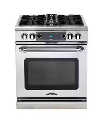 Capital - 30 Inch Pro-Style Dual Fuel Range with 4 Open Burners