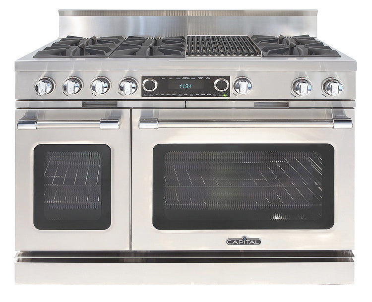 COB484B2N Capital 48" Grand Chef Dual Fuel Range with 6 Open Burners + 12" Grill - Natural Gas - Stainless Steel