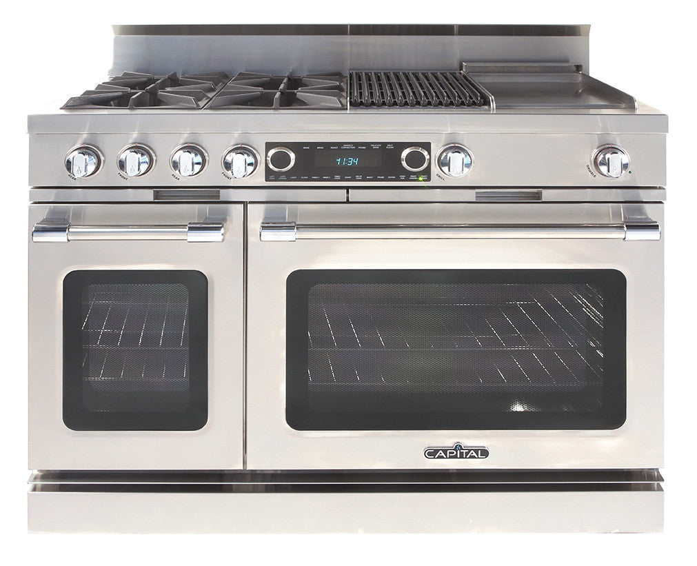 CSB484BGL Capital 48" Grand Chef Dual Fuel Range with 4 Sealed Burners + 12" Grill + 12" Griddle - Liquid Propane - Stainless Steel