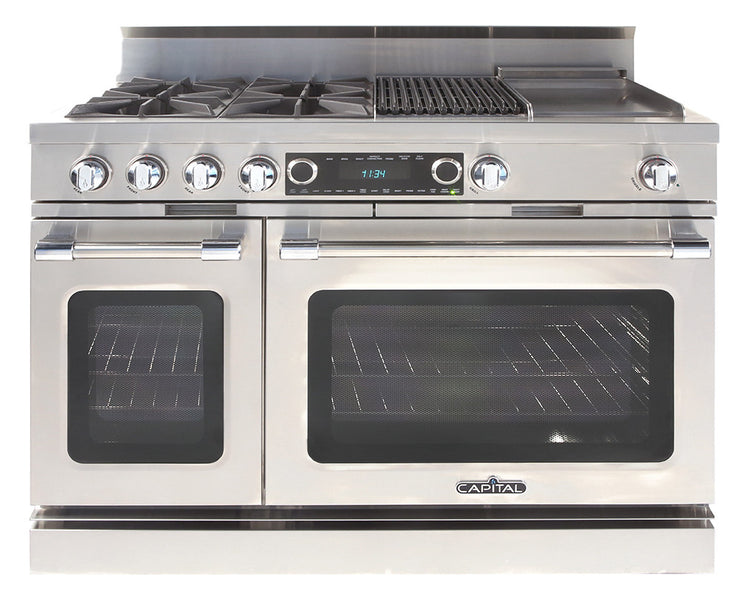 CSB484BGL Capital 48" Grand Chef Dual Fuel Range with 4 Sealed Burners + 12" Grill + 12" Griddle - Liquid Propane - Stainless Steel