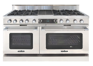 COB604B4N Capital 60" Grand Chef Dual Fuel Range with 8 Open Burners + 12" Grill with Commercial Grates - Natural Gas - Stainless Steel