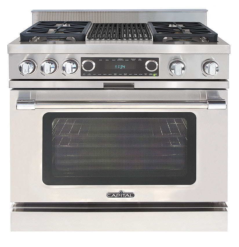 CSB362B2N Capital 36" Grand Chef Dual Fuel Range with 4 Sealed Burners + 12" Grill - Natural Gas - Stainless Steel