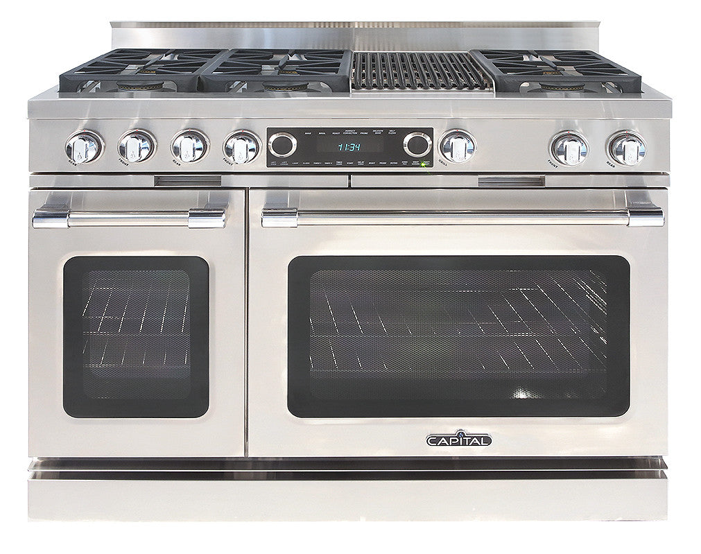CSB484B2L Capital 48" Grand Chef Dual Fuel Range with 6 Sealed Burners + 12" Grill - Liquid Propane - Stainless Steel