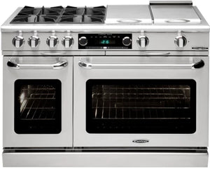 Capital Connoisseurian Series 48 inch freestanding professional dual fuel range with 8 sealed burners, model CSB488N