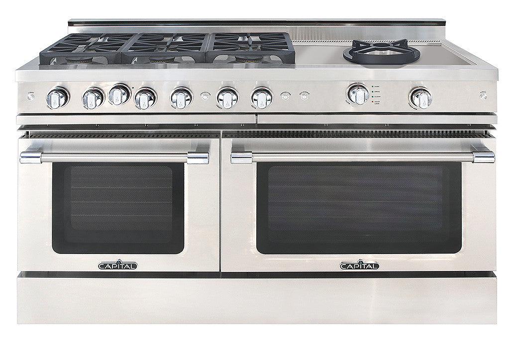 GSCR606WL Capital 60" Grand Chef Gas Convection Range 6 Sealed Burners and 24" Wok - Liquid Propane - Stainless Steel