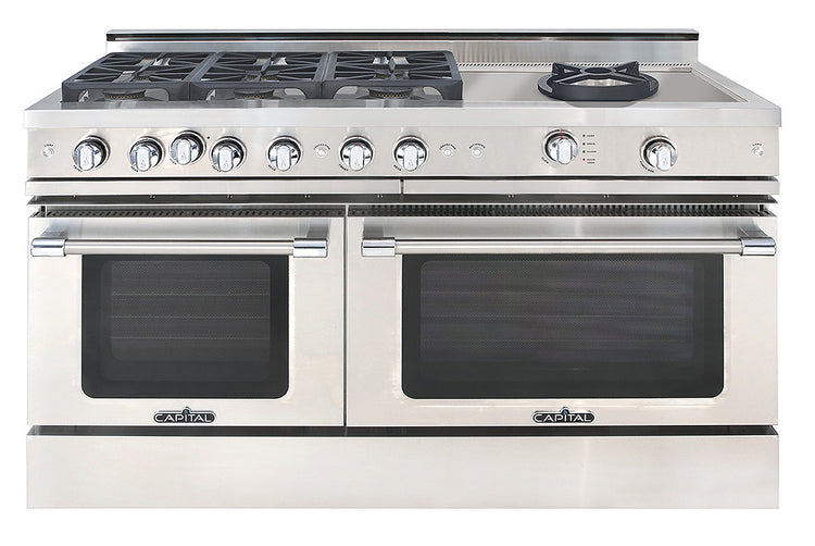 GSCR606WL Capital 60" Grand Chef Gas Convection Range 6 Sealed Burners and 24" Wok - Liquid Propane - Stainless Steel